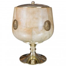 Lacquered goatskin pedestal style ice bucket